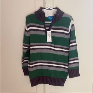 The Children's Place Green and Gray Striped Sweater